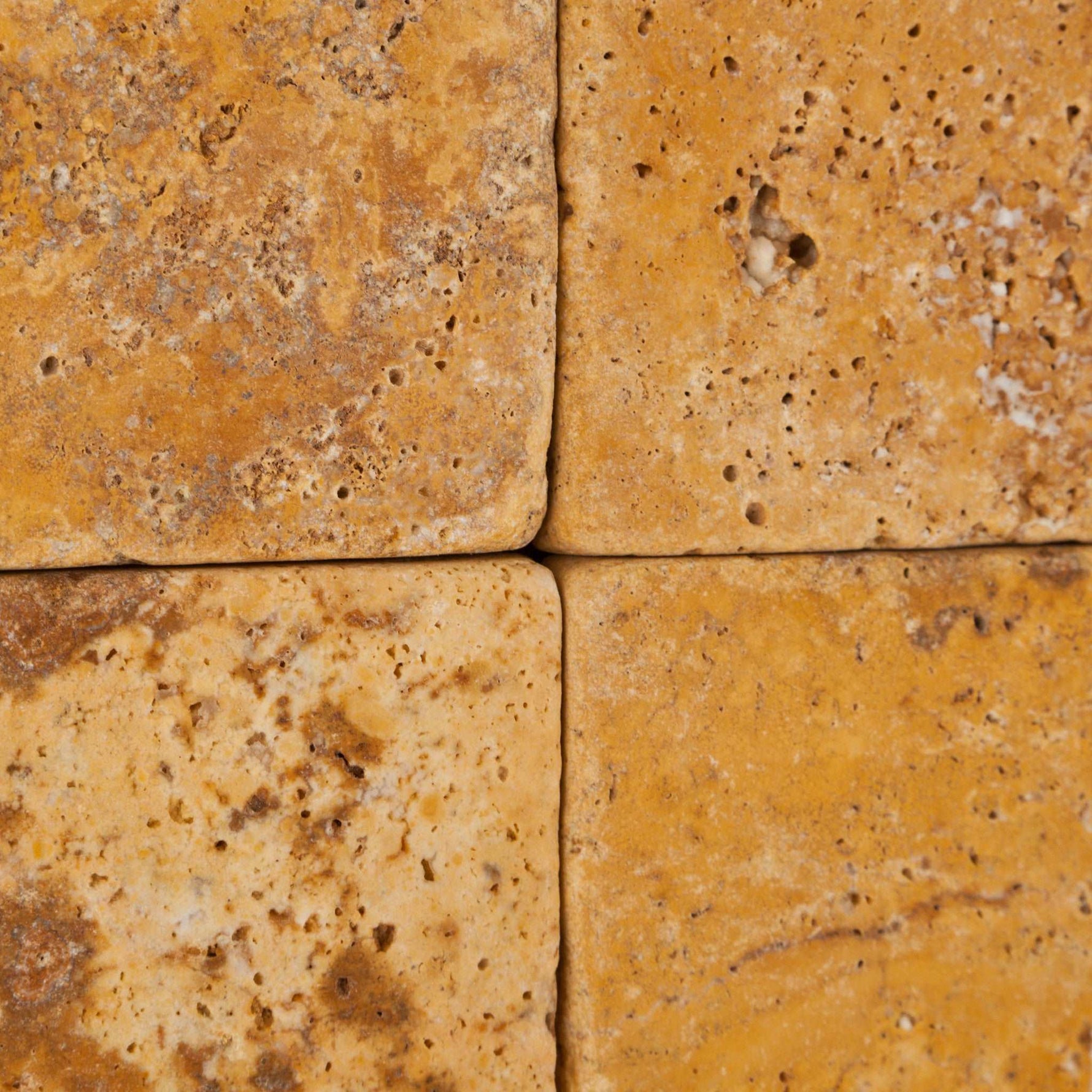 3 X 6 Gold / Yellow Travertine Tumbled Subway Brick Field Tile