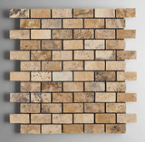 1 X 2 Philadelphia Travertine Tumbled Brick Mosaic Tile