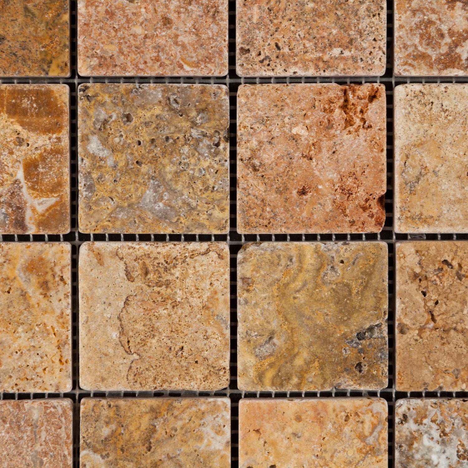 2 X 2 Scabos Travertine Polished Mosaic Tile