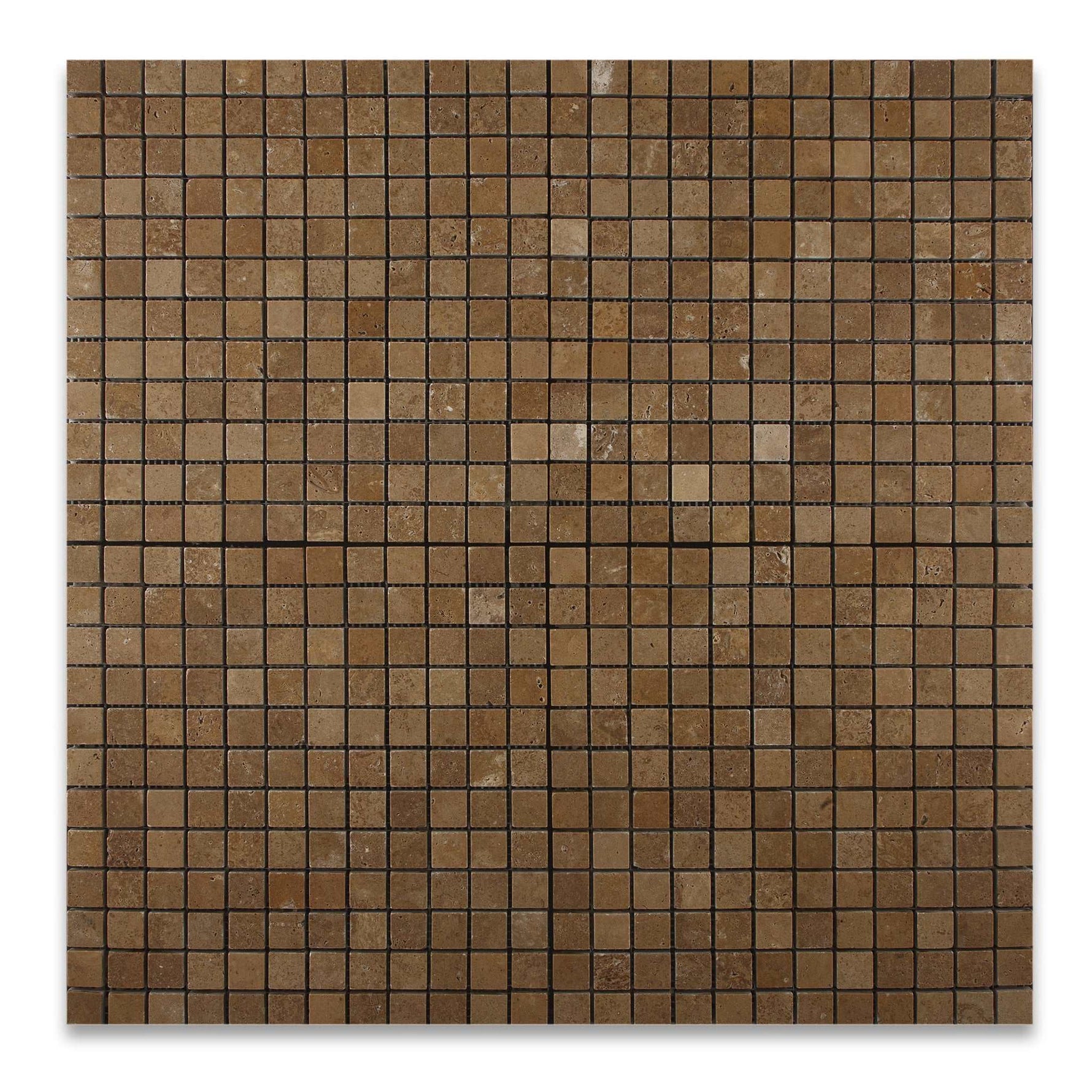 1 X 1 Noce Travertine Tumbled Mosaic Tile