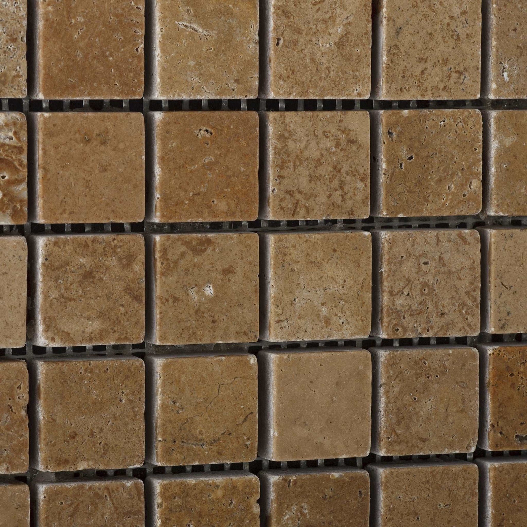 1 X 1 Noce Travertine Tumbled Mosaic Tile