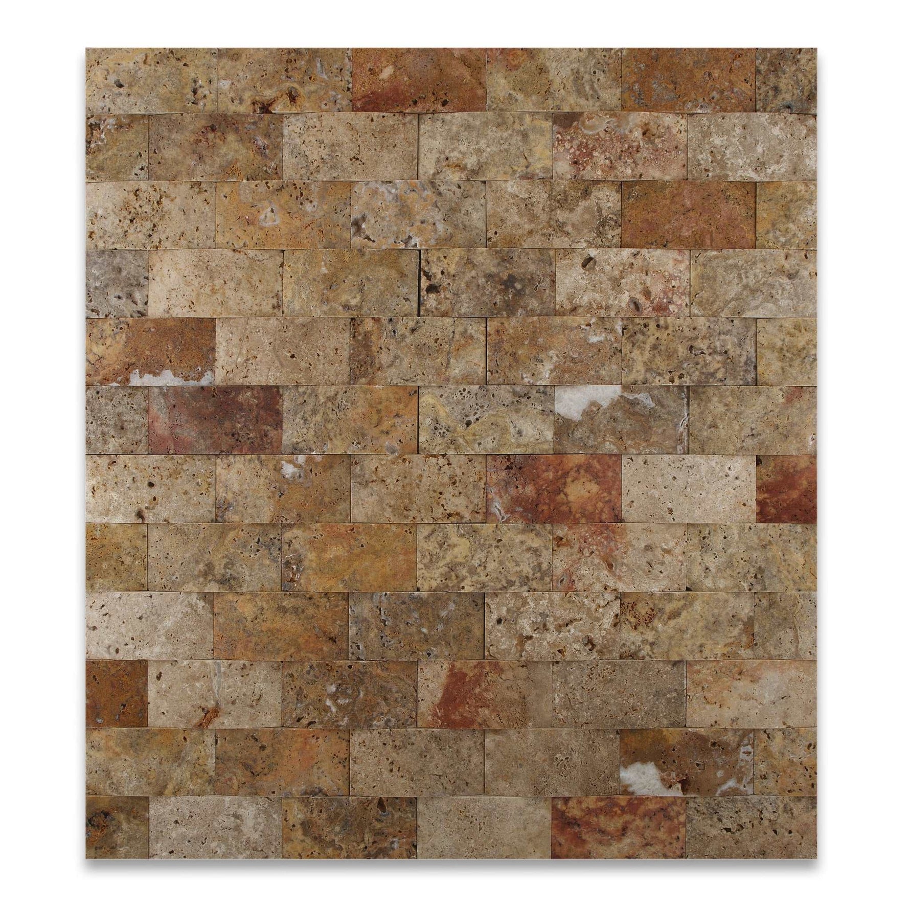 2 X 4 Scabos Travertine Honed CNC Arched 3-D Brick Mosaic Tile