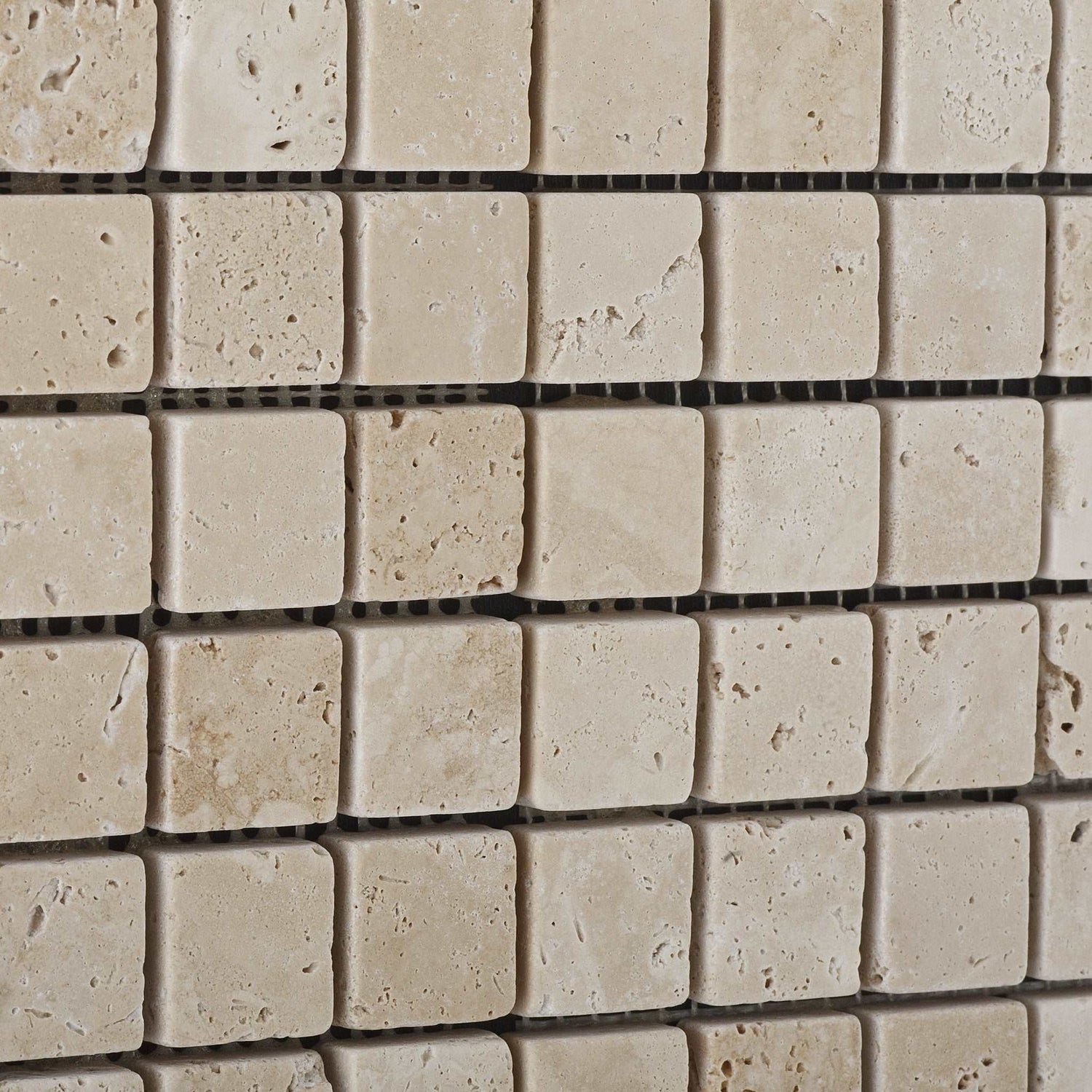 1 X 1 Ivory Travertine Tumbled Mosaic Tile