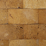 2 X 4 Gold / Yellow Travertine CNC Arched 3-D Brick Mosaic Tile