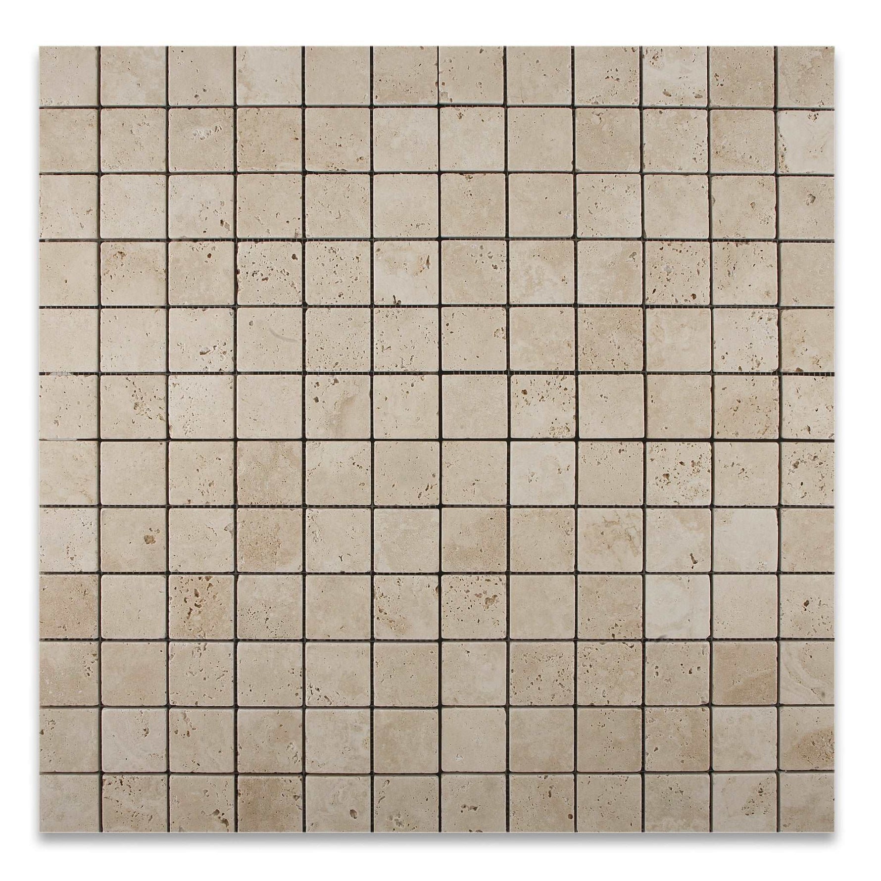 2 X 2 Ivory Travertine Tumbled Mosaic Tile