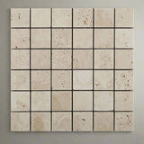 2 X 2 Ivory Travertine Tumbled Mosaic Tile-Travertine Mosaic-American Tile Depot