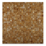 1 X 1 Gold / Yellow Travertine Split-Faced Mosaic Tile