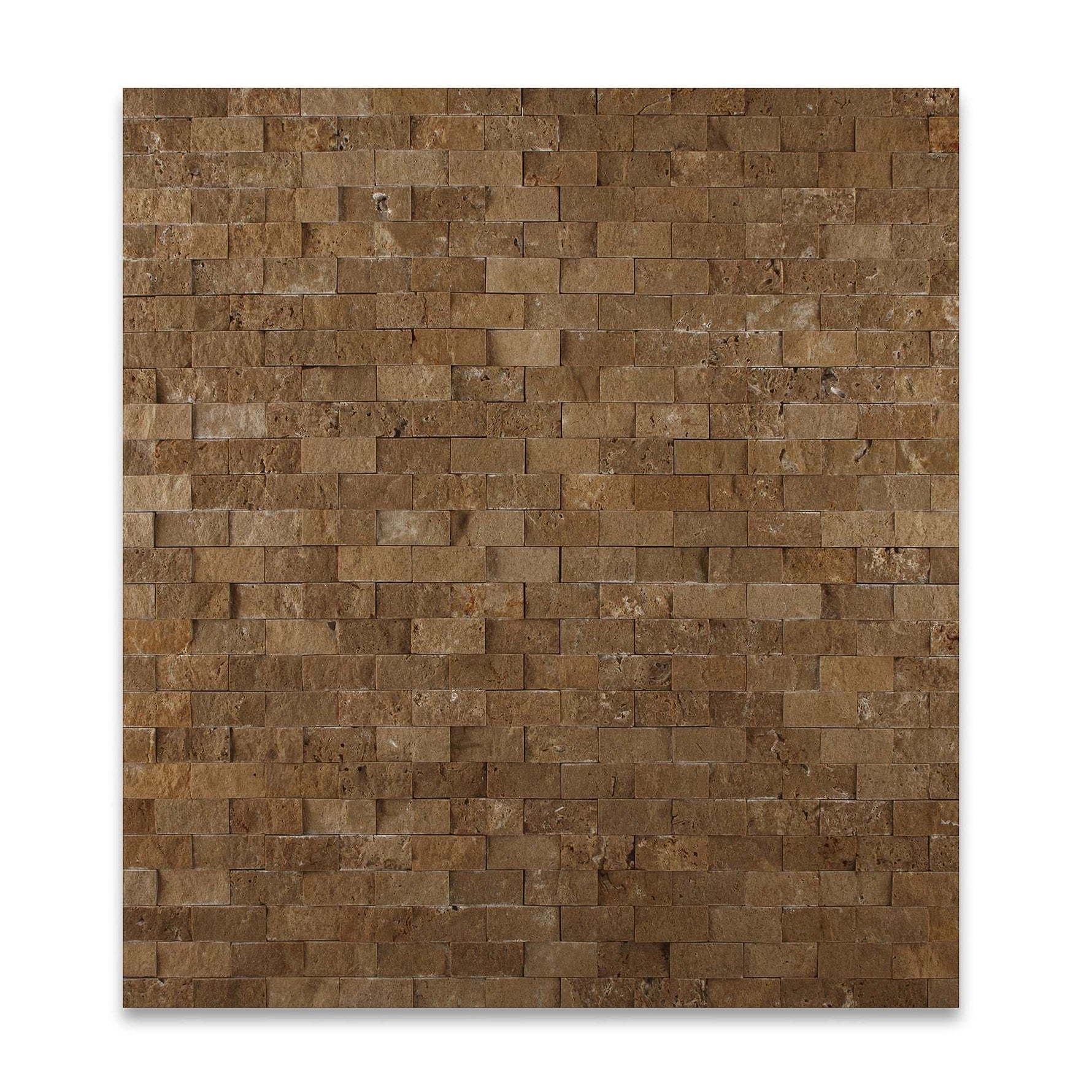 1 X 2 Noce Travertine Split-Faced Brick Mosaic Tile