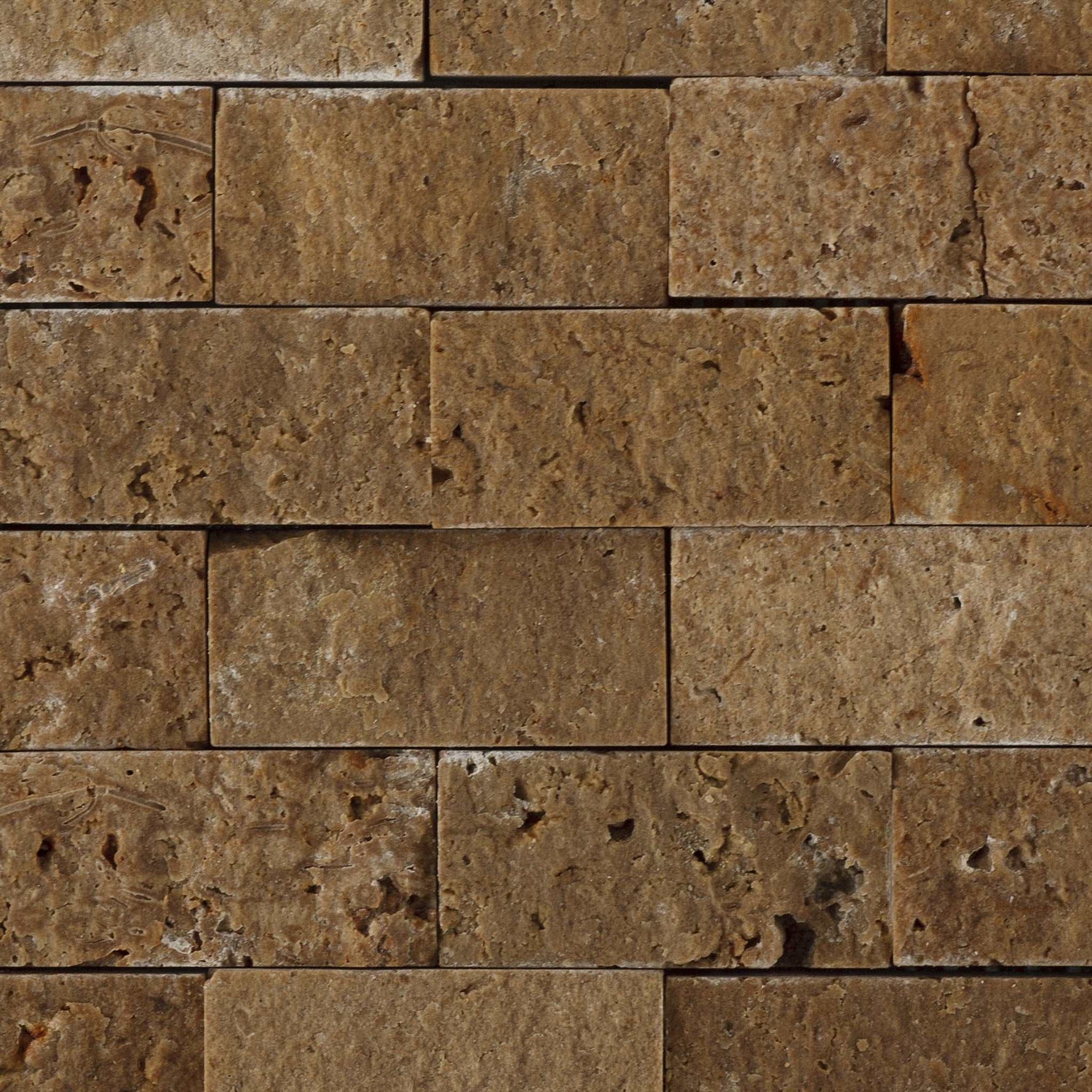 1 X 2 Noce Travertine Split-Faced Brick Mosaic Tile