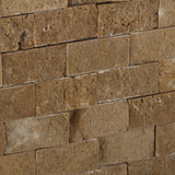 1 X 2 Noce Travertine Split-Faced Brick Mosaic Tile