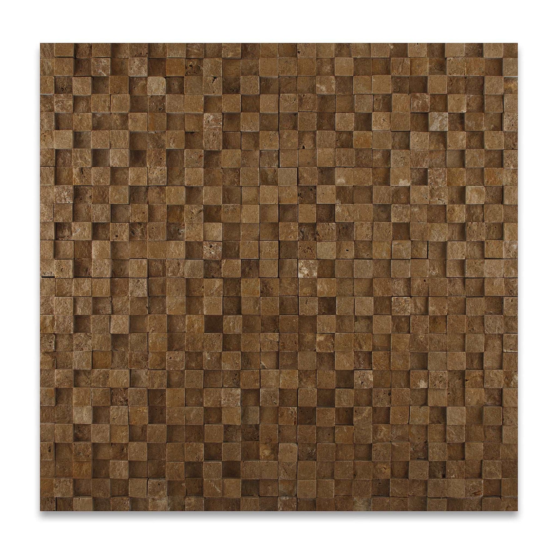 1 X 1 Noce Travertine HI-LOW Split-Faced Mosaic Tile