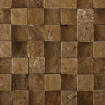 1 X 1 Noce Travertine HI-LOW Split-Faced Mosaic Tile