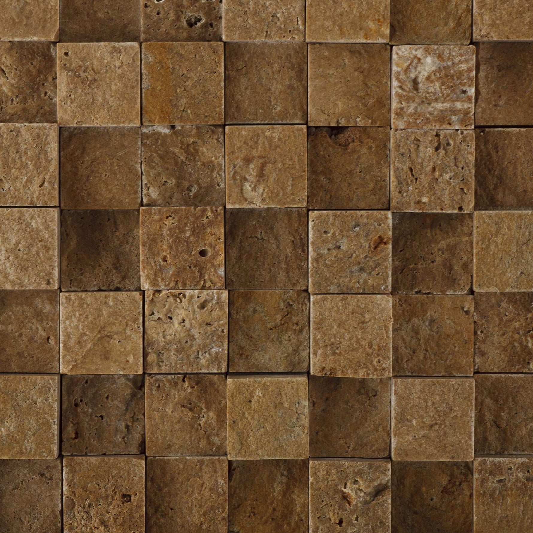 1 X 1 Noce Travertine HI-LOW Split-Faced Mosaic Tile