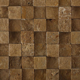 1 X 1 Noce Travertine HI-LOW Split-Faced Mosaic Tile