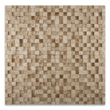 1 X 1 Ivory Travertine HI-LOW Split-Faced Mosaic Tile