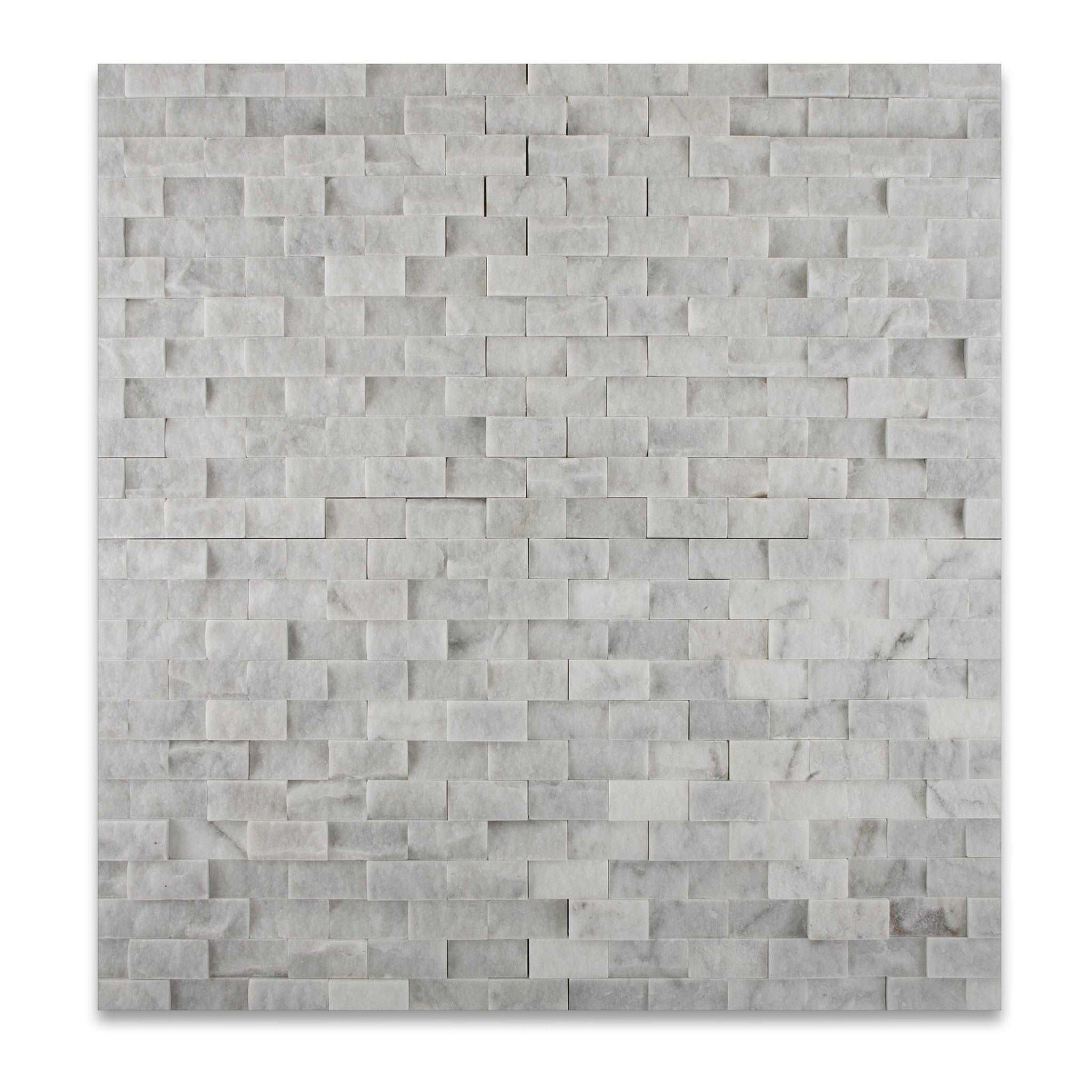 1 X 2 Carrara White Marble Split-Faced Mosaic Tile