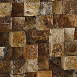 1 X 1 Scabos Travertine HI-LOW Split-Faced Mosaic Tile