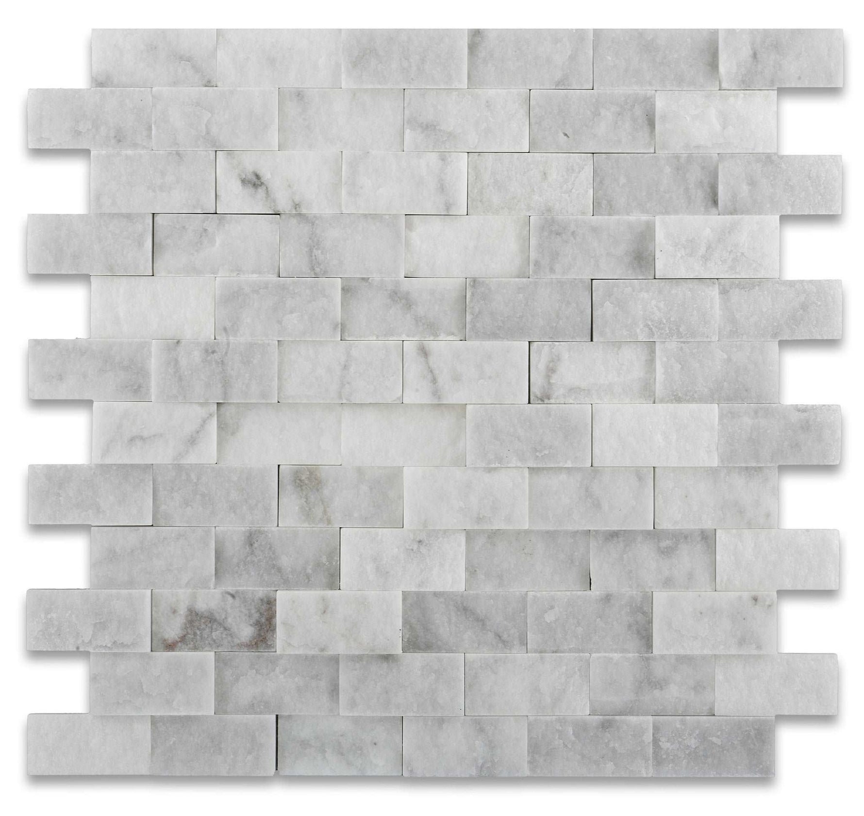 1 X 2 Oriental White / Asian Statuary Marble Split-Faced Mosaic Tile-Marble Mosaic-American Tile Depot