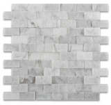 1 X 2 Oriental White / Asian Statuary Marble Split-Faced Mosaic Tile