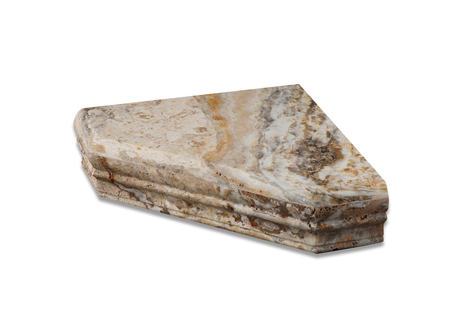 Scabos Travertine Hand-Made Custom Shower Corner Shelf - Honed