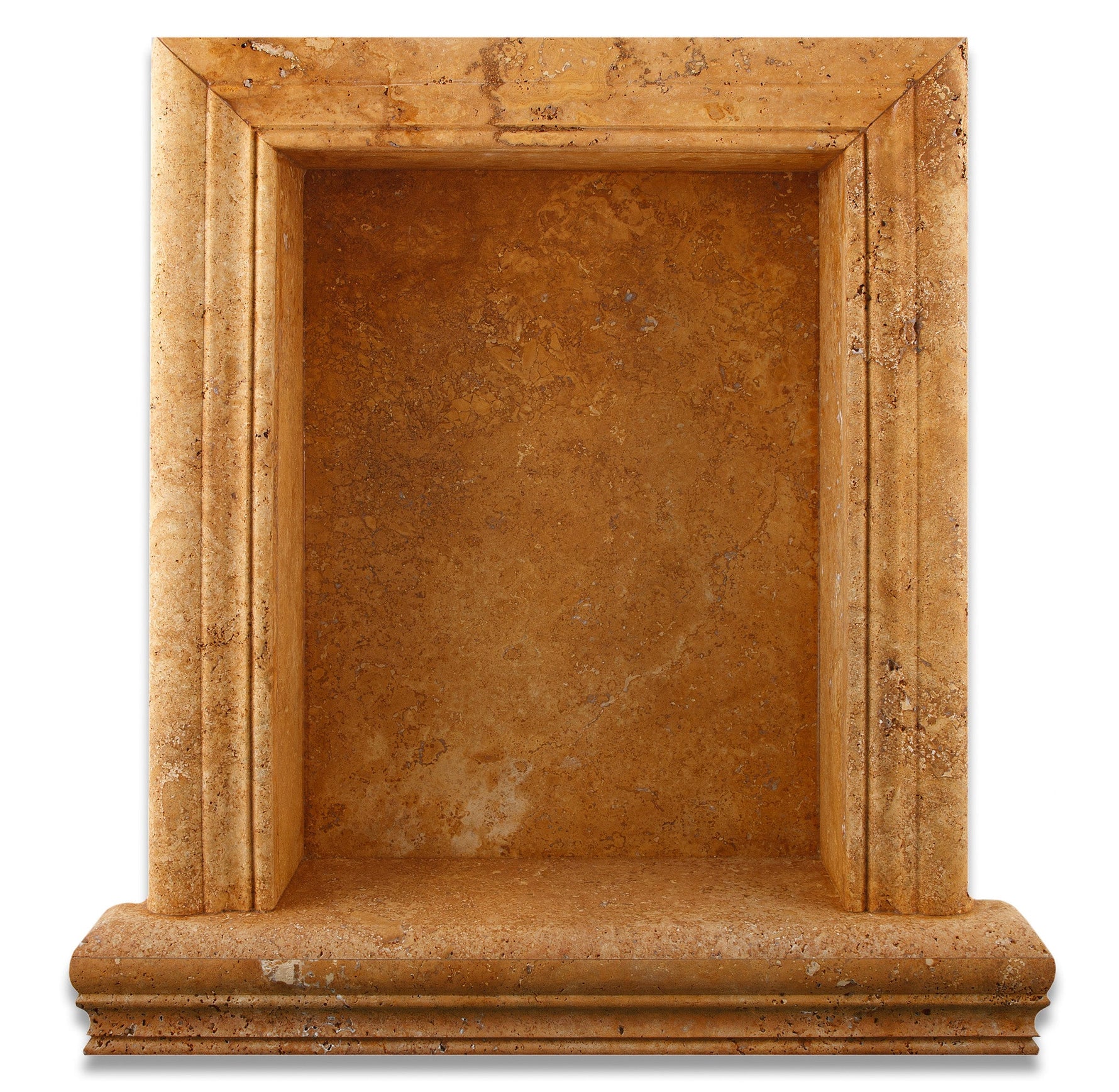 Gold / Yellow Travertine Hand-Made Custom Shampoo Niche / Shelf - LARGE - Honed