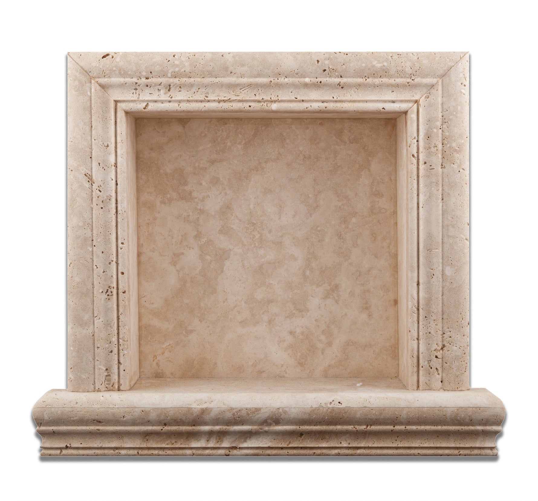 Ivory Travertine Hand-Made Custom Shampoo Niche / Shelf - SMALL - Honed