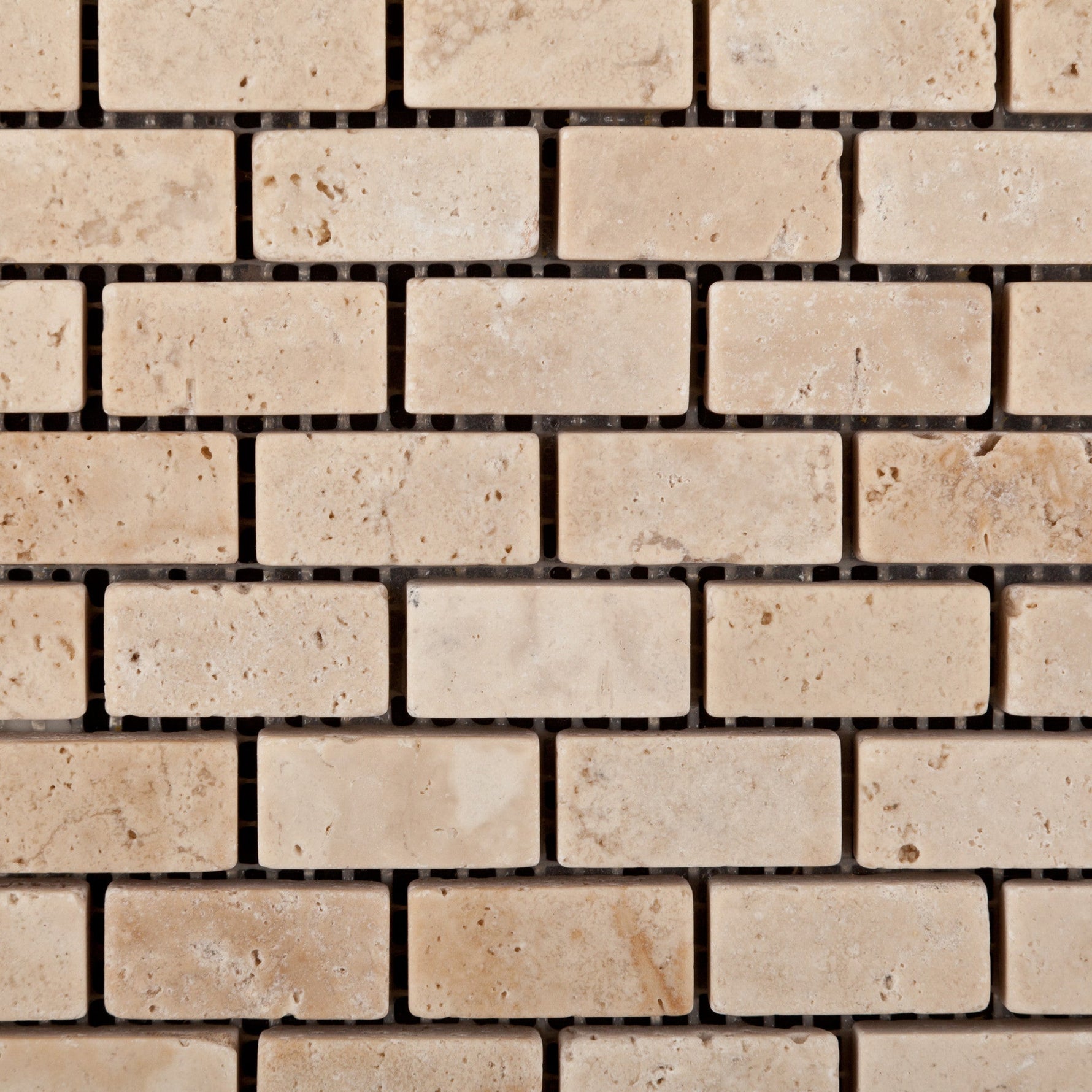 Ivory Travertine Mini Brick Tumbled Mosaic Tile