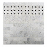 Carrara White Marble Polished Pinwheel Mosaic Tile w/ Black Dots