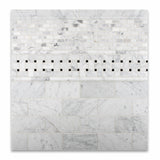 Carrara White Marble Honed Basketweave Mosaic Tile w/ Black Dots