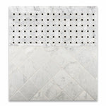 Carrara White Marble Polished Basketweave Mosaic Tile w/ Black Dots