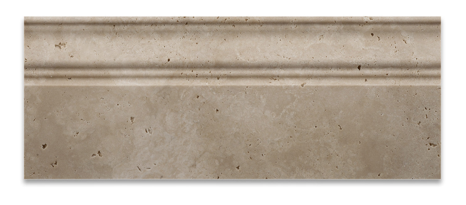 Ivory Travertine Honed 5 X 12 Baseboard Trim Molding