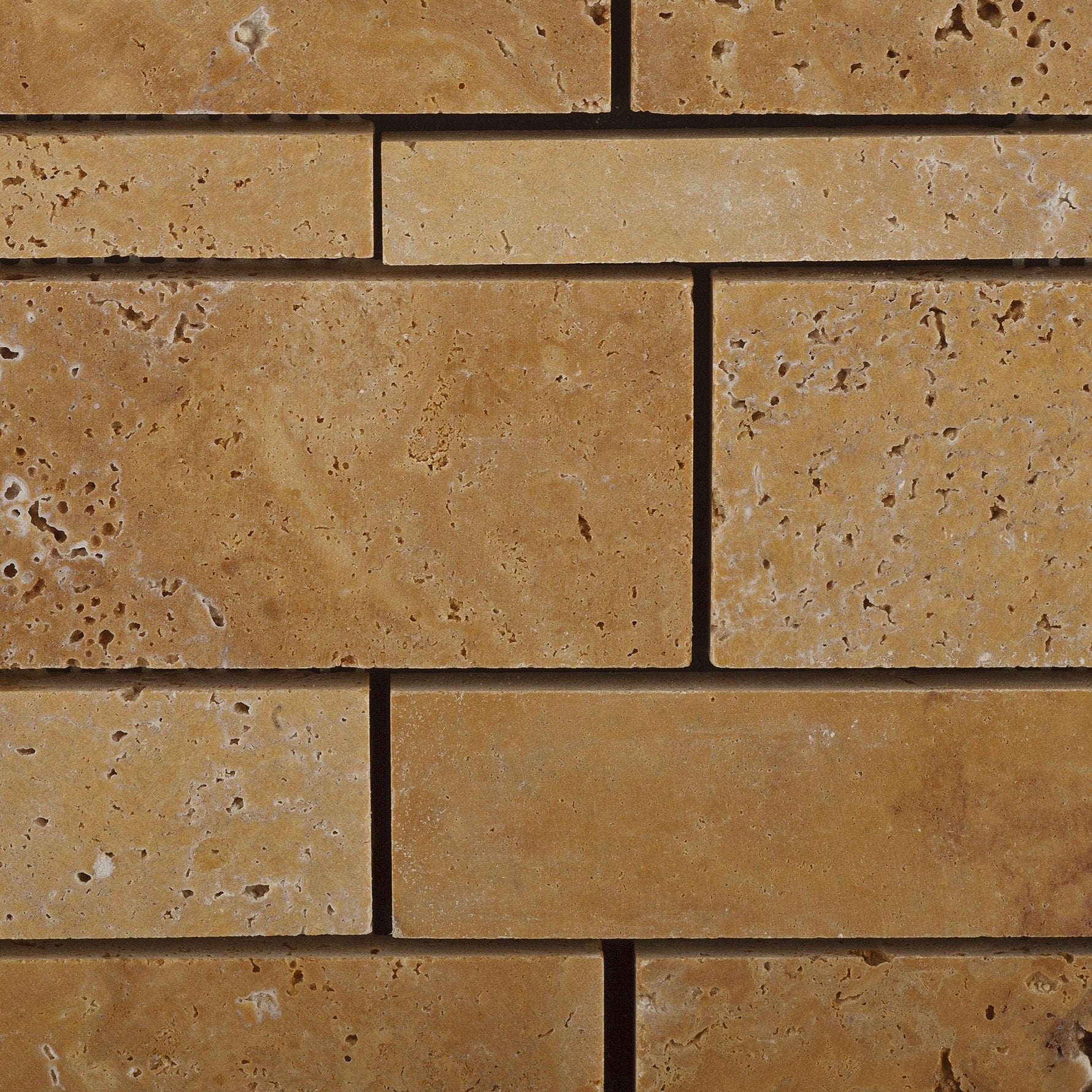 Gold / Yellow Travertine Honed Random Strip Mosaic Tile