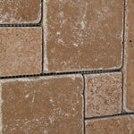 Noce Travertine 4-Pieced OPUS Mini-Pattern Tumbled Mosaic Tile