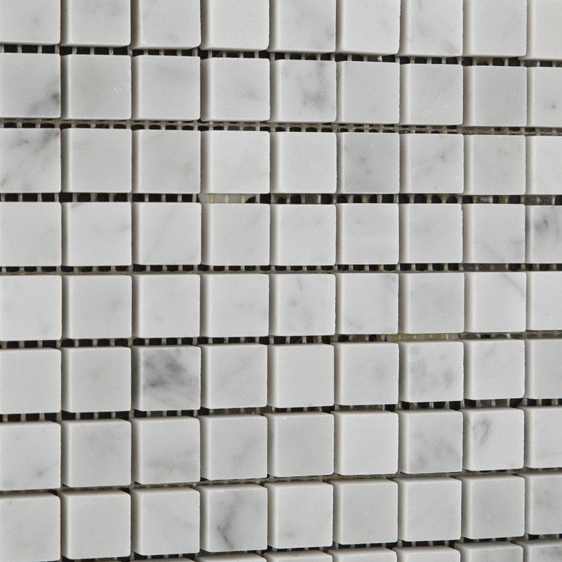 5/8 X 5/8 Carrara White Marble Polished Mosaic Tile