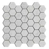 Carrara White Marble Polished 2" Hexagon Mosaic Tile-Marble Mosaic-American Tile Depot