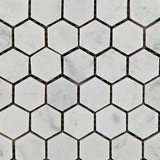 Carrara White Marble Honed 1" Mini Hexagon Mosaic Tile