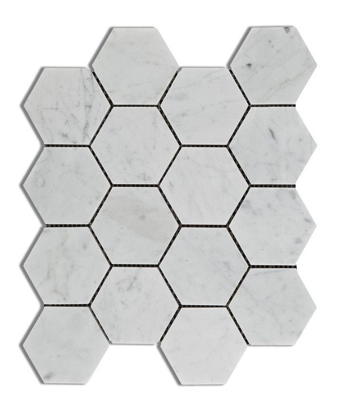 Carrara White Marble Honed 3" Hexagon Mosaic Tile-Marble Mosaic-American Tile Depot