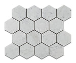 Carrara White Marble Polished 3" Hexagon Mosaic Tile-Marble Mosaic-American Tile Depot