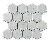 Carrara White Marble Polished 3" Hexagon Mosaic Tile