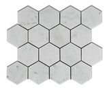 Carrara White Marble Polished 3" Hexagon Mosaic Tile