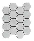 Carrara White Marble Honed 3" Hexagon Mosaic Tile