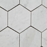 Carrara White Marble Polished 3" Hexagon Mosaic Tile