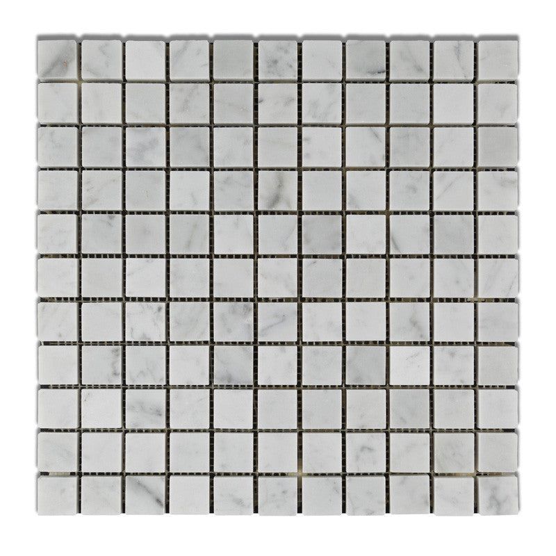 1 X 1 Carrara White Marble Honed Mosaic Tile-Marble Mosaic-American Tile Depot