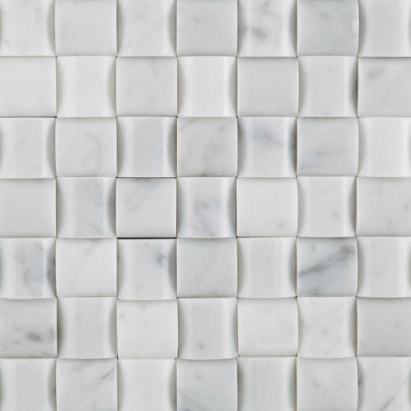 Carrara White Marble Honed 3D Small Bread Mosaic Tile