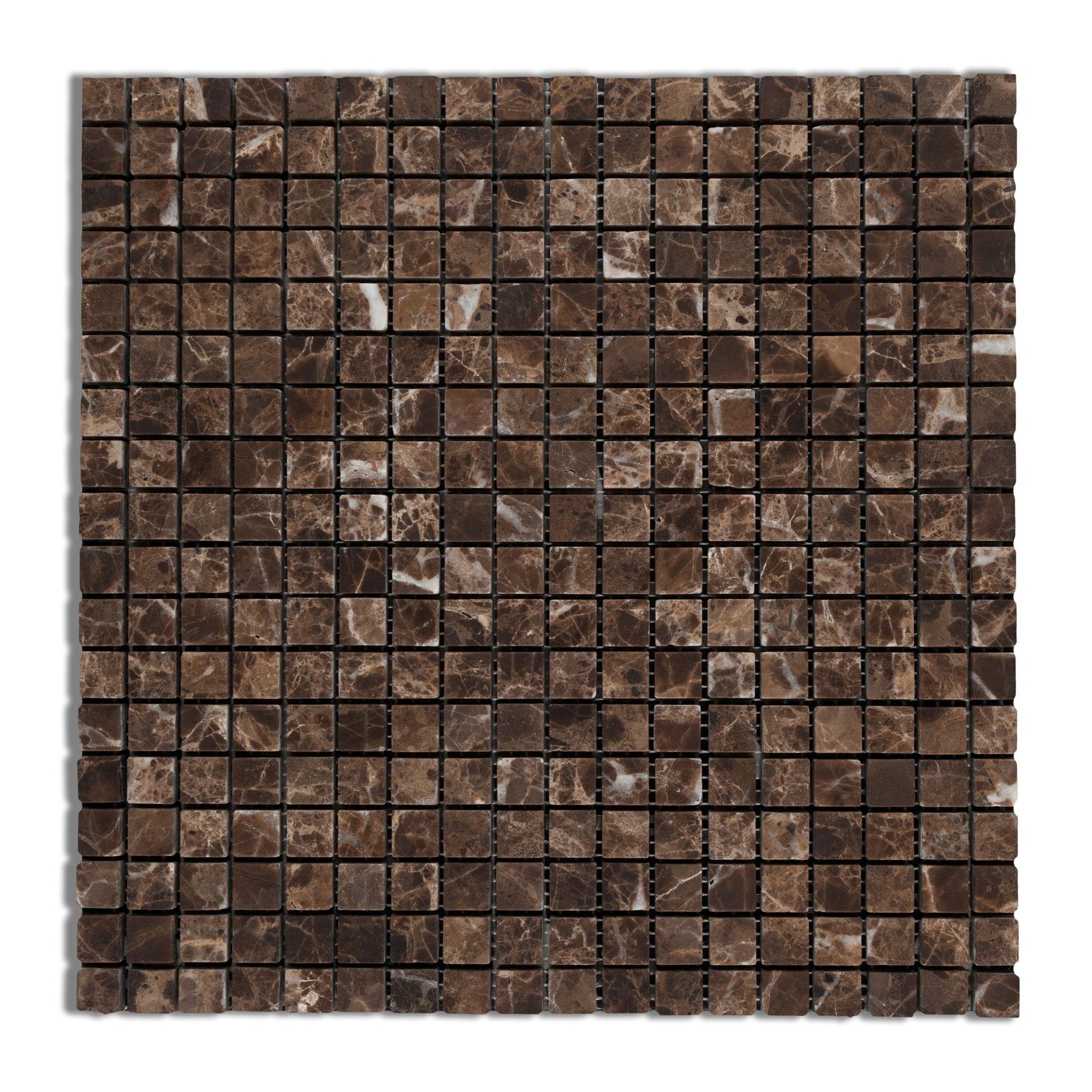 5/8 X 5/8 Emperador Dark Marble Tumbled Mosaic Tile-Marble Mosaic-American Tile Depot