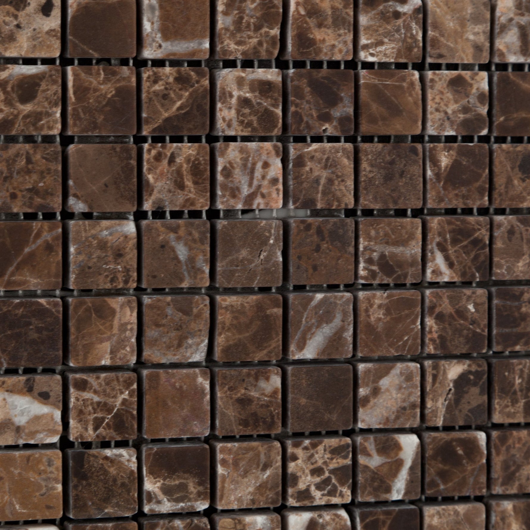 5/8 X 5/8 Emperador Dark Marble Tumbled Mosaic Tile