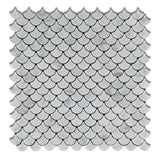 Carrara White Marble Honed Fan Mosaic Tile-Marble Mosaic-American Tile Depot