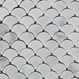 Carrara White Marble Honed Fan Mosaic Tile