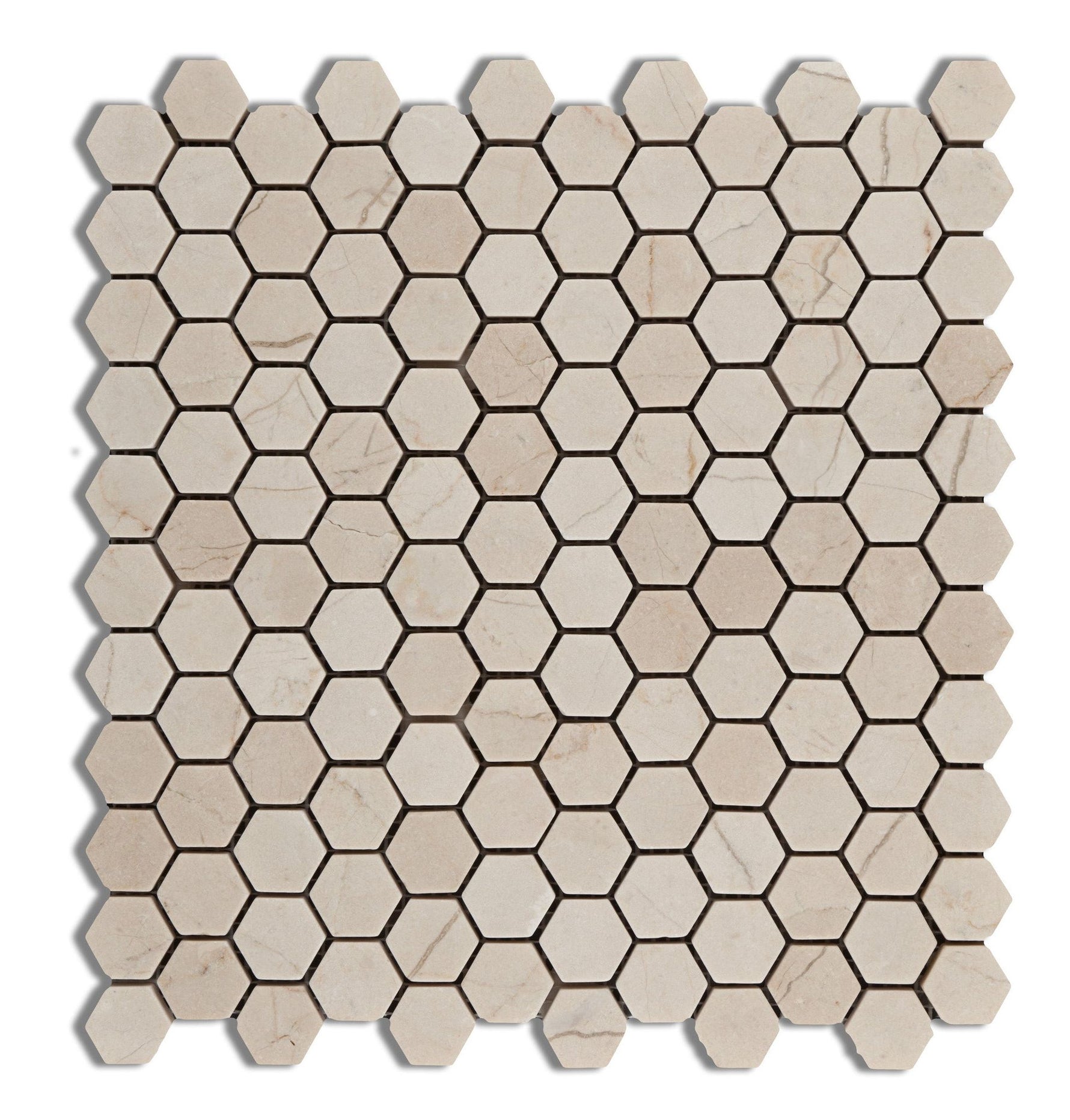 Crema Marfil Marble Tumbled 1" Mini Hexagon Mosaic Tile-Marble Mosaic-American Tile Depot