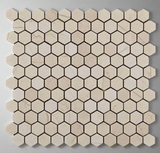 Crema Marfil Marble Tumbled 1" Mini Hexagon Mosaic Tile